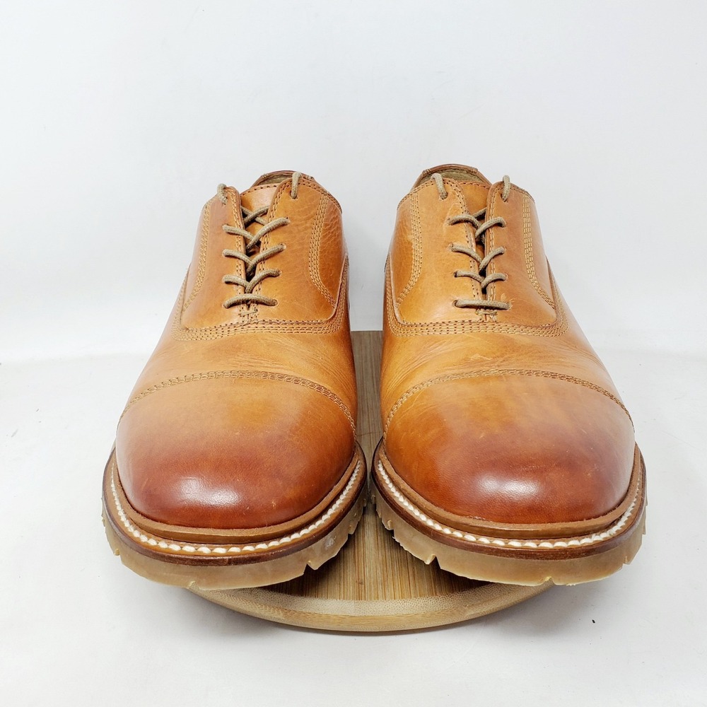 Frye James Oxford Shoes Mens 10.5 Brown Leather Bal Lug Sole Lace Up Mexico - Picture 3 of 13